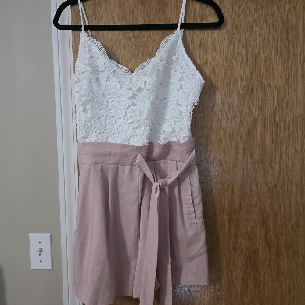 White Lace and Pink Romper - Snooki Shop